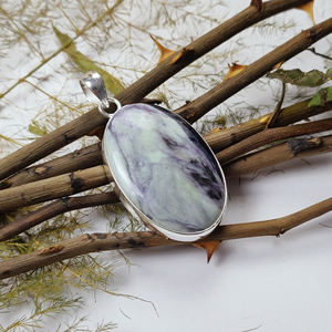 Pendentif ovale en argent 925 avec cabochon en Kammerite – Bijou fantaisie en pierre précieuse, vente en gros - Product Image 3