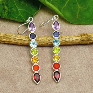 Jewelry For Women Silver Boho Style <b>Earrings</b> Jewelry 925 Sterling Silver Multi Stone Gemstone Trending <b>Handmade</b> <b>Earrings</b> Gift - Product Image 5