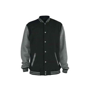 ราคาขายส่ง เสื้อแจ็คเก็ตเบสบอลแบบเรียบ คุณภาพสูง สำหรับทุกเพศ  แบบสั่งทำได้  แขนหนัง  คอตั้ง  โลโก้ด้านหน้า - Product Image 6