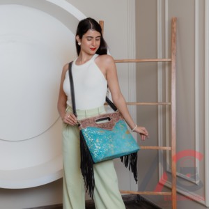 New Best Seller Hair on Metallic Tooled Leather Western Women Hobo Crossbody Purse Custom Genuine Leather Conceal Carry Handbags - Product Image 4