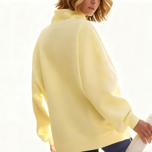 High Quality Custom Soft Fleece Cotton Screen Print Mock Neck Boxy Fit Pullover Sports Sweatshirt for Women - Product Image 2