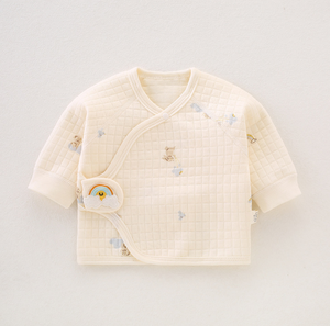 Kimono de media espalda de algodón puro sin costuras para bebés recién nacidos, camisetas cálidas de manga larga antiarañazos para primavera y otoño - Product Image 6