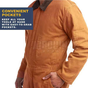 Mono ligero de algodón con cremallera para ropa de trabajo, precio al por mayor, MOQ bajo, Mono para ropa de trabajo - Product Image 3