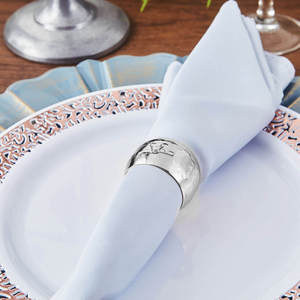 Rond de serviette rond martelé plaqué argent brillant porte-serviettes métallique élégant pour décor de tables à manger de mariage - Product Image 6
