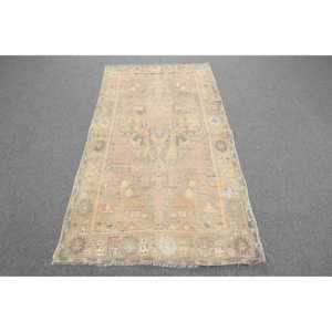 3.37x6.3 ft Vintage Rug, Turkish Rug, <b>Brown</b> Southwestern <b>Wool</b> Rug - Product Image 1
