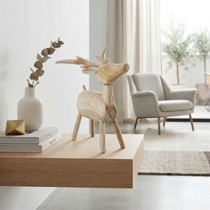 Escultura de ciervo de madera artesanal, estatua de animal tallada en teca rústica, reno, ciervo, decoración para mesa o suelo, unidades decorativas para espacios. - Product Image 4