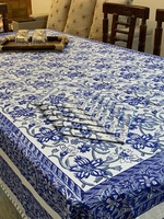 Nappe florale faite à la main style Asie du Sud-Est 100% coton, 1 nappe et 6 serviettes assorties, décoration intérieure, facile à nettoyer, pour mariage et fête