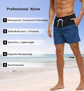 ชุดว่ายน้ำชายหาดแบบลำลองสำหรับผู้ชายแห้งเร็วสำหรับฤดูร้อนกางเกงขาสั้นชายหาดมีกระเป๋าพิมพ์ลายด้านหน้าผ้าตาข่ายเรียงรายจัดส่งแบบ DP - Product Image 3