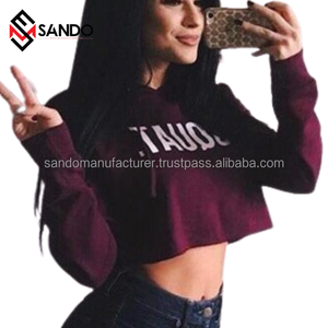 เสื้อฮู้ดครอปพิมพ์ลายแขนยาวผ้าฝ้าย 100% สำหรับผู้หญิงใส่ในฤดูหนาว พร้อมโลโก้สั่งทำ ขายส่งสำหรับชุดออกกำลังกาย - Product Image 6