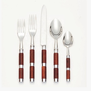 Couverts Royal en acier inoxydable plaqué argent Set de couverts avec manche rond en marbre blanc Set de couverts Royal en acier inoxydable - Product Image 3