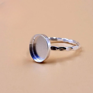 925 argent Sterling martelé poire 5x7mm lunette anneau blanc réglage pour bricolage bijoux en argent faisant à la main Collet anneau Base - Product Image 5