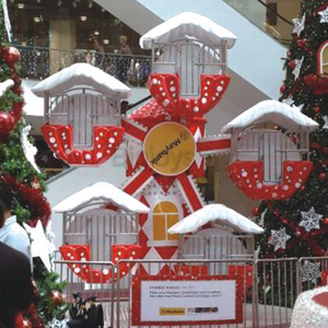 Grande roue miniature rouge et blanche, petite taille, location pour fête de Noël - Product Image 3