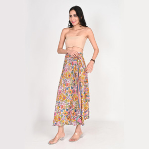 Traditional and Modern Designs Reversible Sari <b>Long</b> Wrap <b>Skirt</b> for Women - Product Image 4