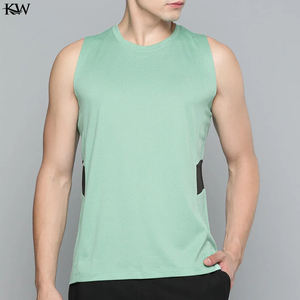 Débardeur pour hommes Tissu en mélange de coton et polyester Chemise sans manches respirante Coupe confortable Impression de logo personnalisé Fourniture d'usine OEM - Product Image 6