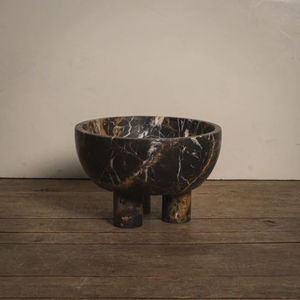Bol de service en marbre noir de conception classique Pièce maîtresse décorative en marbre naturel fabriquée à la main pour la décoration intérieure moderne Prix le moins cher - Product Image 1