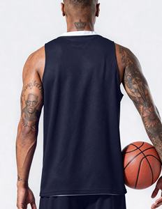 Conjunto de Camiseta de Baloncesto sin Mangas, Cuello en V, Corte Atlético, 100% Poliéster, Transpirable, con Estampado por Transferencia de Calor, para Verano - Product Image 4