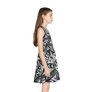 Orisun IV ragazze senza maniche prendisole (AOP) Casual festa dolce stile per 6-10 anni modello solido ODM vestito per bambini - Product Image 3
