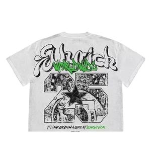 T-shirt unisexe surdimensionné en coton 100% imprimé de haute qualité, lavage à l'acide, design de logo personnalisé, séchage rapide, mode estivale - Product Image 1