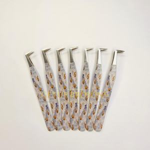 Protège-embouts 90 degrés anti-magnétique et anti-statique en acier inoxydable avec revêtement papier 10 mm et pointe argentée pour extensions de cils - Product Image 3