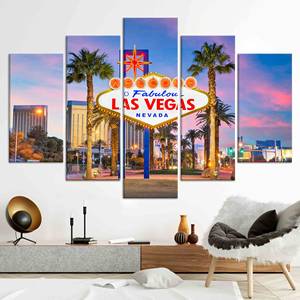 Impresionante lienzo impreso con vista de Las Vegas - Elegante decoración para el hogar, JUEGO DE 5 LIEÑAZOS SURTIDOS - Product Image 1