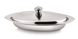 Casserole de service ovale classique en acier inoxydable avec couvercle poli miroir et couvercle durable - Product Image 3