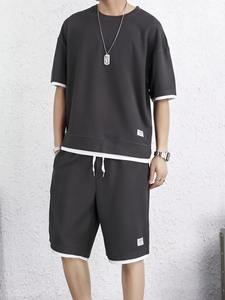 Ensemble court à la mode dernier été hommes ensembles courtscoton respirant Designer T-shirt Shorts ensemble nouveau design coton double ensemble - Product Image 3