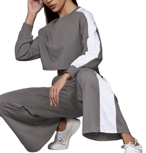 ชุดกีฬาผ้าฝ้าย2ชิ้นของผู้หญิงชุดวอร์มทรงหลวม & ชุดวอร์มสบายๆสำหรับฤดูใบไม้ร่วงและฤดูหนาว100% - Product Image 3