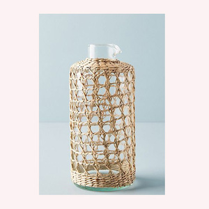 Présentoir de carafe en rotin et jonc de mer d'inspiration patrimoniale avec des motifs d'animaux artistiques Boho-Luxe Idée cadeau pour une nature raffinée - Product Image 6