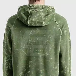 เสื้อมีฮู้ดแบบสวมหัวสำหรับผู้ชายโอเวอร์ไซส์ผ้าคอตตอนผ้าเกล็ดปลาย้อมสีแบบเรียบ3XL - Product Image 5