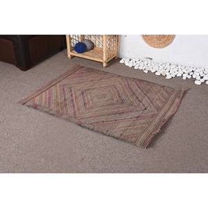 Tapis traditionnel en laine marron rouge écologique 3x4 pi Pile moyenne Patchwork Rectangle Salle à manger Tapis en latex - Product Image 3