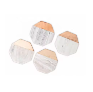 Marble and Wooden Coasters Attractive Design <b>Table</b> <b>Top</b> <b>Decoration</b> Coaster Set with Anti-Slip Base Stylish & Functional Coasters - Product Image 1