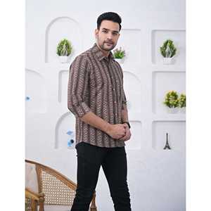 Chemise décontractée en coton imprimé pour homme, manches longues, coupe ajustée, tailles XL à 6XL, tissu popeline respirant, offre ODM - Product Image 5