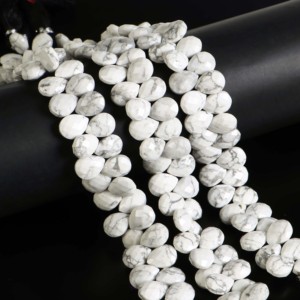 Perles de howlite naturelle en forme de poire 8x11 à 9x12MM, perles de howlite facettées, perles de howlite en forme de poire pour la fabrication de bijoux - Product Image 6