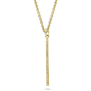<b>14K</b> Yellow <b>Gold</b> 0.11ct Diamond Bar Pendant <b>Necklace</b> - Product Image 1
