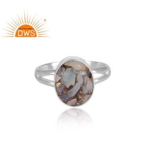 แหวนแยกอัญมณีโอปอลทองแดงเงินสเตอร์ลิงเครื่องประดับสำหรับผู้หญิงของขวัญ - Product Image 2