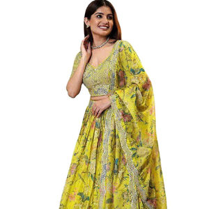 Haldi Function Special Bride Maid Beautiful Design Self Embroidery Work Light Weight 2025 Exquisitely Crafted Lehenga Choli Set - Product Image 1