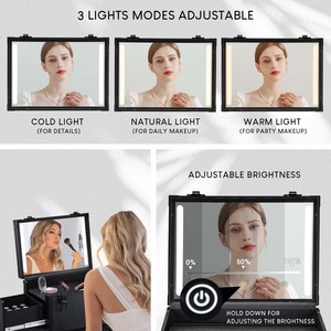 Professional Rolling <b>Makeup</b> <b>Case</b> with LED Mirror Lockable Salon Barber <b>Case</b> Large <b>Makeup</b> Trolley Organizer with Drawers & Wheels - Product Image 5