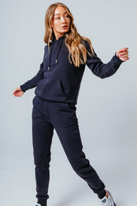 Femmes coton 2 pièces décontracté hiver Streetwear solide col rond pull sweat et survêtement costume en gros ensemble - Product Image 4
