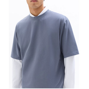 เสื้อยืดคอกลมแขนสั้นผ้าฝ้ายเจอร์ซีย์สีพื้นทรงโอเวอร์ไซส์สำหรับผู้ชาย สวมใส่สบาย ระบายอากาศได้ดี มีโลโก้ ไซส์ใหญ่พิเศษ ทรงปกติ - Product Image 3