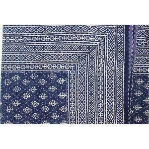 100% Cotton Indigo Hand Block Print Kantha <b>Quilt</b> <b>Handmade</b> Double Size Traditional Indian Home Decor Bedcover Embroidered Duvet - Product Image 3