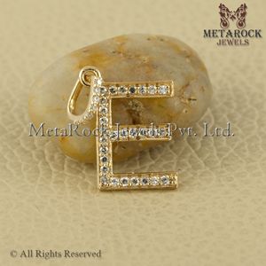 Colgante de oro amarillo de 14 quilates con inicial de diamante, joyería hecha a mano, con alfabeto, venta al por mayor, nuevo diseño - Product Image 2