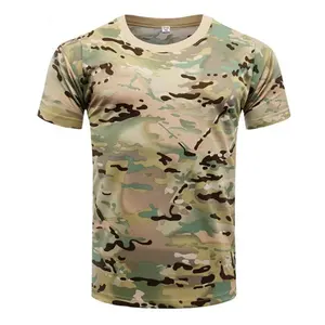 Açık spor erkek T-shirt kamuflaj Multicam hızlı kuru O boyun kısa kollu gömlek artı boyutu T-shirt aksesuarları Tops