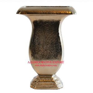 Maceta y jarrón de metal pulido brillante hecho a mano para decoración del hogar de la sala de estar - Product Image 3