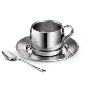 Ensemble de tasses à café de vente chaude tasse à café en acier inoxydable 304 avec cuillère et plateau tasse à café et lait européenne avec poignée - Product Image 5