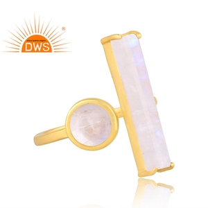 Dernier modèle de bague ajustable en argent sterling 925 plaqué or 18 carats pierre lune arc-en-ciel Demi Fine Jewelry Manufacturer - Product Image 2