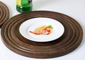 Lot de 2 assiettes rondes en bois de manguier Plateau de service en bois léger Vaisselle naturelle pour steak - Product Image 4