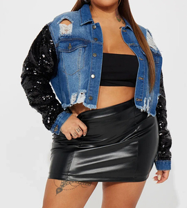 Women's Cropped Jeans <b>Jacket</b> Denim Fringed <b>Short</b> Coats for Women <b>Short</b> Length Crop Top Denim <b>Jacket</b> Women OEM Cheap Price - Product Image 3