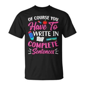 Camiseta con Diseño Gráfico de Frases Completas para Estudiantes, Ropa Promocional Esencial para Profesores - Product Image 1