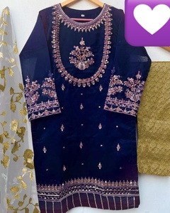 2023อินเดียคอลเลกชันล่าสุดผ้าโปร่งปักลายซาลวาร์ Kameez กระจกหนักสำหรับงานแต่งงานงานปาร์ตี้ - Product Image 4