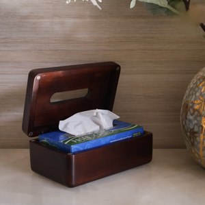 Porte-serviettes en bois antique de style élégant, boîte à mouchoirs, personnalisé, salon, bureau, comptoir de réception, au meilleur prix - Product Image 1